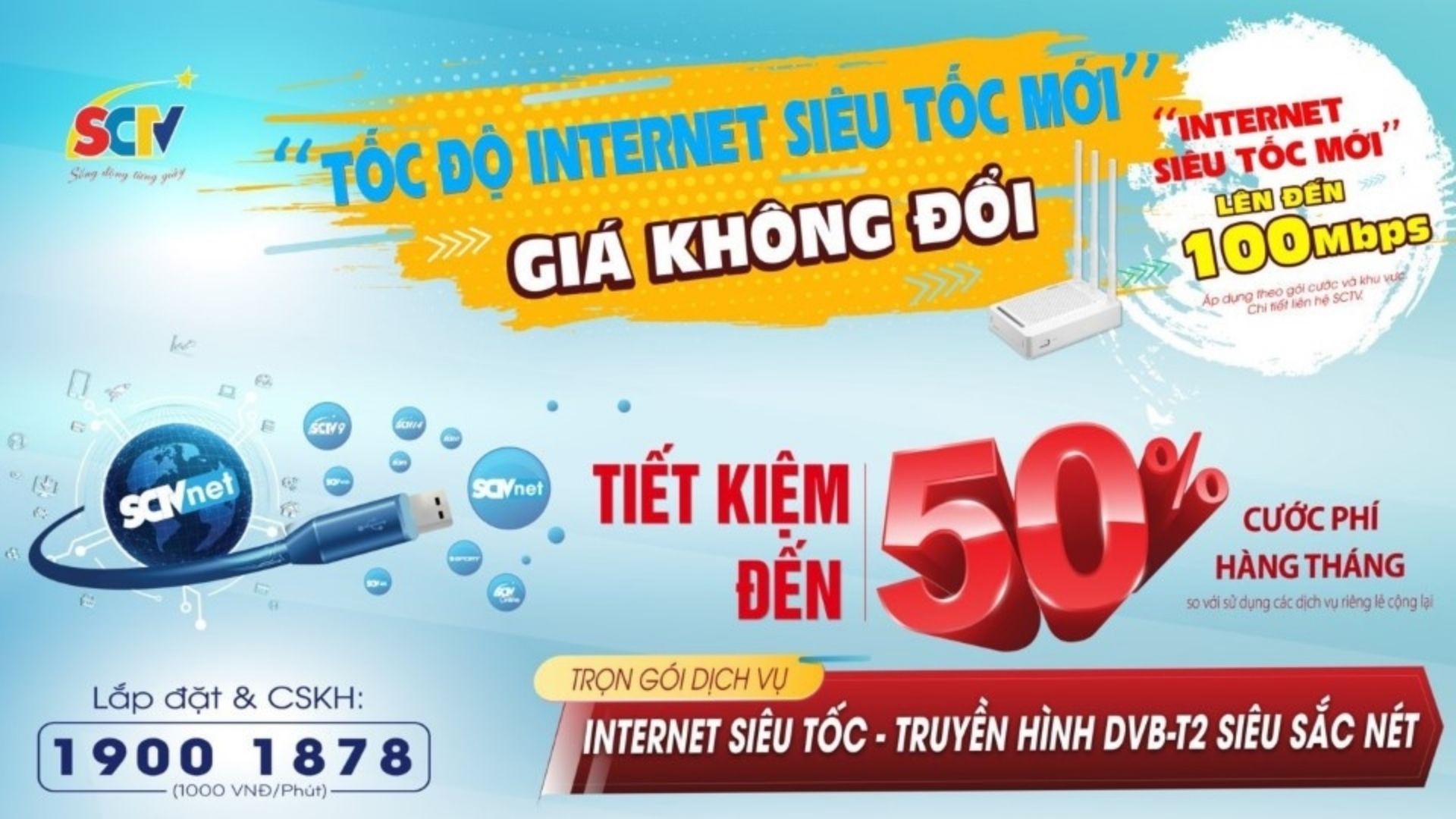 SCTV - Lắp đặt Internet tại Đà Nẵng trọn gói 